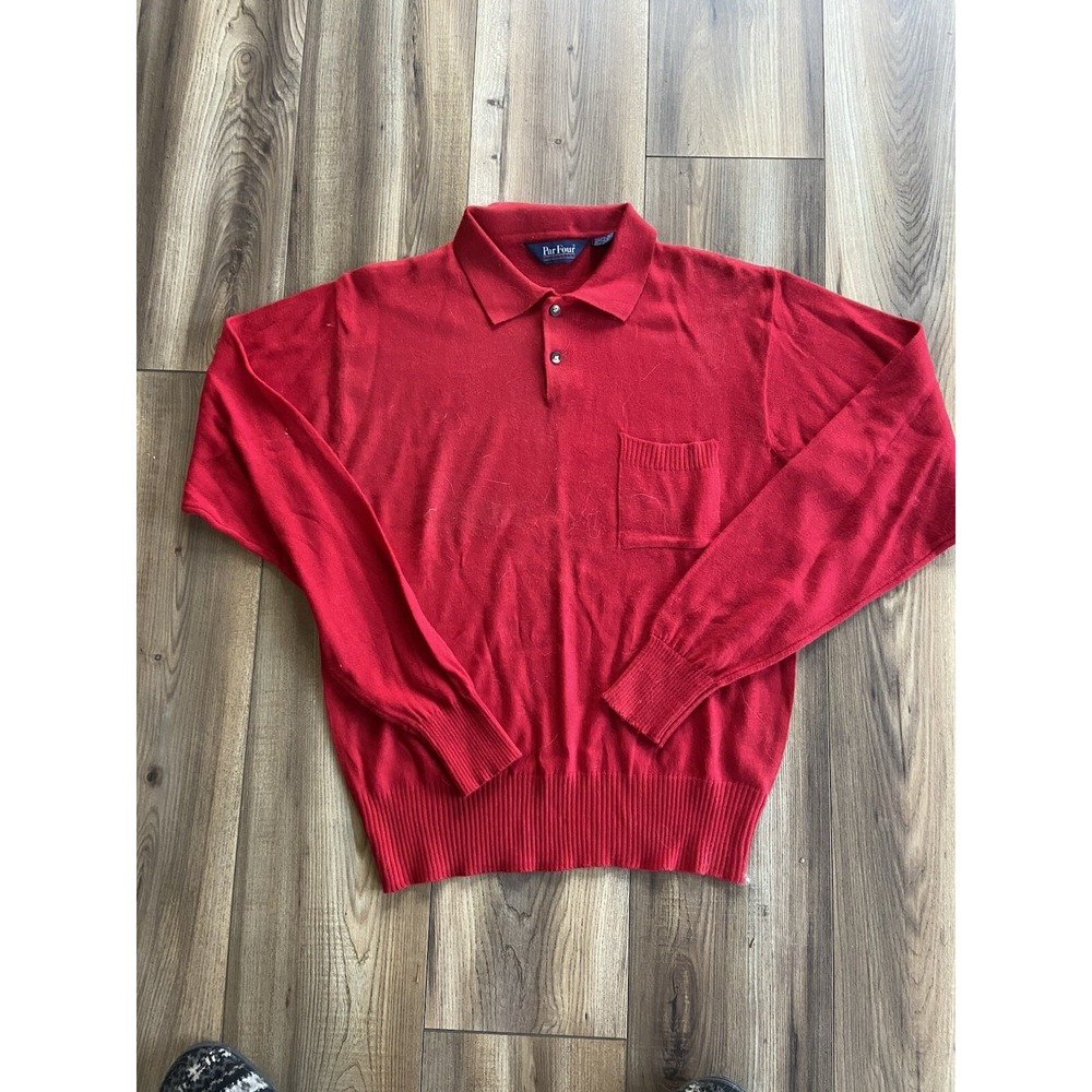 Par Four Vintage Men's‎ Size Large Red Collared Sweater